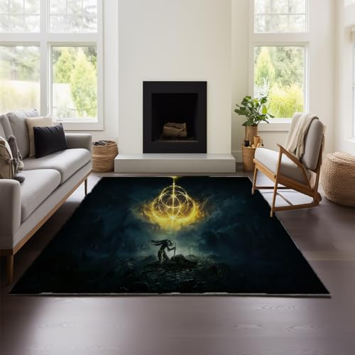 MeeTe Elden Ring Teppich – Unverzichtbare Fußmatte Für Jugendzimmer, Geeignet Für Schlafzimmer, E-Sport-Räume Und Gaming-Zimmer Für Jungen (Ring 01,150x200 cm)