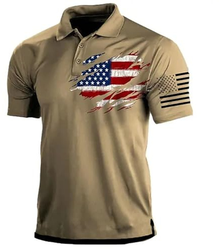Herren-Poloshirt mit amerikanischer USA-Flagge, kurzärmelig, Golf-Shirt, kurzärmelig, 4. Juli Unabhängigkeitstag, Tops 2025
