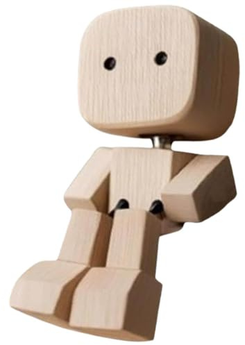 Dewppxi Wackelfigur Auto, Charmante Kleine Holzfigur, Die mit 12 Magnetischen Ausdrücken Schwankt, Handgefertigter Wackelnder holzmann Auto Armaturenbrett-Decor (A)