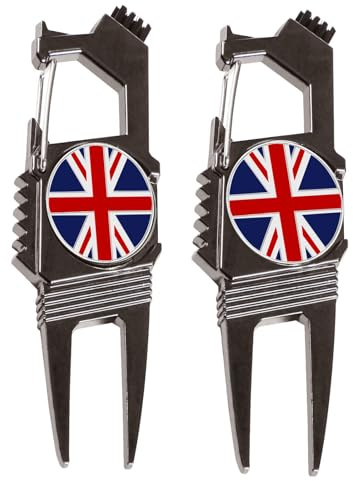 AXKAL Golf Divot Tool& Ball Marker 7-in-1 Function - Bottle Opener Groove Cleaner Clean Brush and Belt Clip 2 Pack, Portable & Useful Designed to Be the Ultimate Tool for the Green