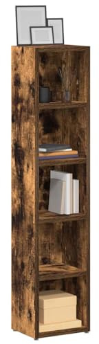 CIOURSTO Modern CD Storage Cabinet Engineered Wood Media Rack for CDs and DVDs Space-Saving Organiser Unit for Living Room, Bedroom and Office (Smoked oak)