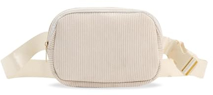 Bauchtasche Damen, Cord Gürteltasche Herren, Frauen Cord Hüfttaschen Crossbody Bag Umhängetasche kleine Brustbeutel mit verstellbarem Riemen für Laufen Reisen Outdoor (Cremefarben)