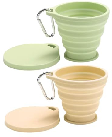 2 Piezas Vaso Plegable Silicona, Portátil y Reutilizable Taza Plegable, con gancho, Trail Running