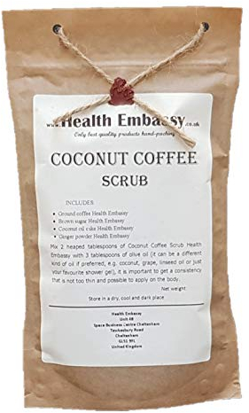 Health Embassy Kokosnuss Kaffee Peeling mit Ingwer/Coconut Coffee Scrub with Ginger, 150g