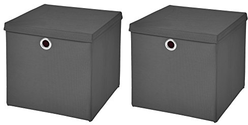 2 Stück Faltbox Dunkelgrau 28 x 28 x 28 cm Aufbewahrungsbox faltbar mit Deckel