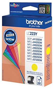 Brother Gelb - Original - Tintenpatrone LC223Y für Brother DCP J4120DW, MFC J4420DW, J4620DW, J4625DW, J5320DW, J5620DW, J5625DW, J5720DW - Gelbe Tinte für ca. 550 Seiten