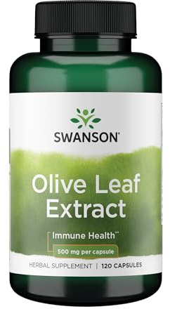 Swanson Olive Leaf Extract Immune and Cardiovascular Health Supplement for Adults Seeking Year-Round Immune Support - 20% Oleuropein (120 Capsules, 500 mg)