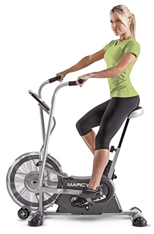 Marcy Exercise Upright Fan Bike for Cardio Training, Adjustable Recumbent Bike, Stationary Bikes For Home, Black AIR-1