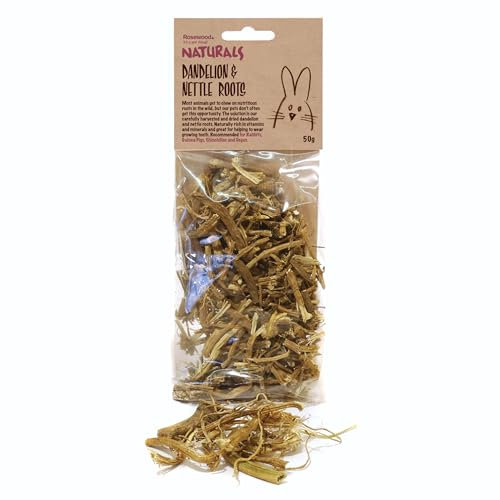 Rosewood Naturals Dandelion & Nettle Roots, Small Animal Treat and Gnaw for Rabbits, Guinea Pigs, Chinchillas, Degus, Hamsters, Gerbils, Mice and Rats, 50g