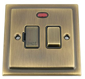 Interruptor con fusible w/Indicador neón 13 Amp – Victorian – latón envejecido