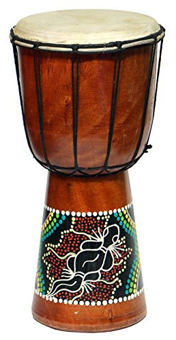 Wogeka - 25 cm Djembe - Bongo mit Dot Paint Gecko Bemalung als Geschenk-Idee Afrika Style Drum Trommel 22
