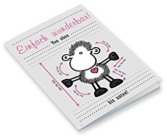 Sheepworld - 44786 - Notizheft, Nr. 14, Schaf, Einfach wunderbar! Von oben bis unten! A6, Blanko, 24 Blatt, geheftet