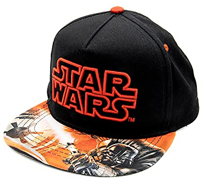 Classic Star Wars Embroidered Logo Outline Youth Flatbill Hat Baseball Cap, Black
