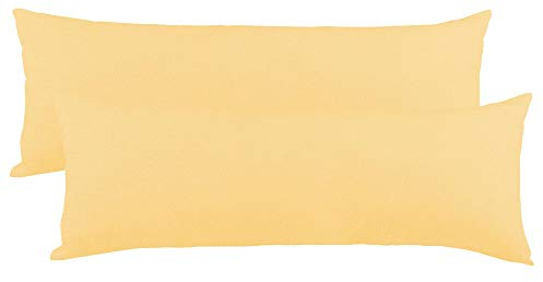 CelinaTex BeNature Kissenbezug Doppelpack 40 x 145 cm Creme gelb Baumwolle Seitenschläferkissen Bezug Jersey