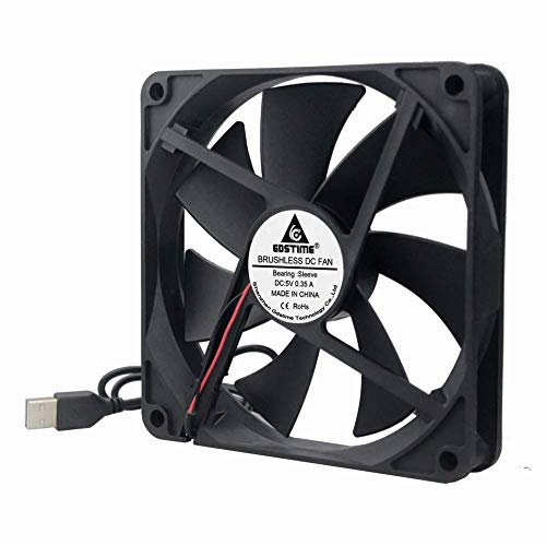 GDSTIME 140mm USB Fan with 3 Speed Control, 5V Powered DC Brushless Computer Case Fans 140x140x25mm for Receiver DVR PlayStation Xbox Computer Cabinet Cooling