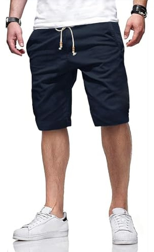 Tansozer Pantalones Cortos Hombre Algodon Verano Shorts con Bolsillos