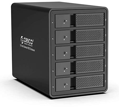 ORICO Boîtier Externe de 5 Disque Dur, USB 3.0 a SATA Raid Aluminium Boîtier Disque Dur pour HDDs et SSDs 3,5 Pouces, Prend en Charge Raid 0/1/5/10, 5x16TB(9558RU3)