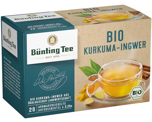 Bünting Tee Kurkuma-Ingwer 6er Pack – Bio Kräutertee mit Gewürzen – 6 x 20 Teebeutel
