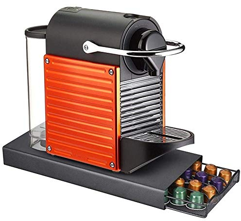 Bakaji Cassetto Estraibile Porta Capsule Caffè 40 Posti In Metallo Contenitore con Superfice Porta Macchinetta Colore Nero Design Moderno Dimensione 37,5 x 17,5 x 5,5 cm