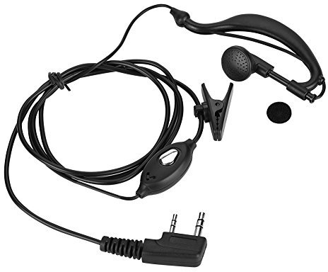 Bewinner 2 Pines Auricular con PPT para Walkie Talkie- Escuche Claramente Gancho para Oreja para Radio de Dos Vías- Auricular con Micrófono Incorporado para Policías,Hoteles,etc