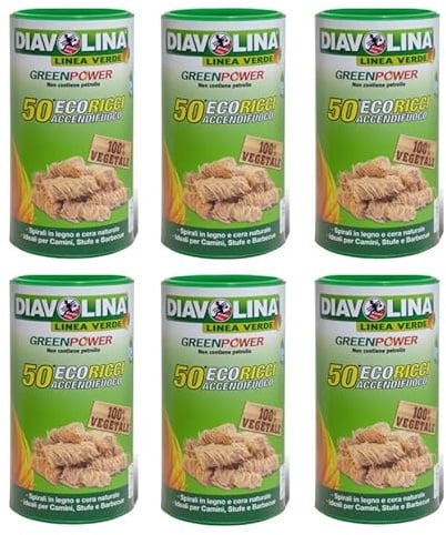 DIAVOLINA 6 x Green Power Pflanzenanzünder 6 Dosen à 50 Stück (6)