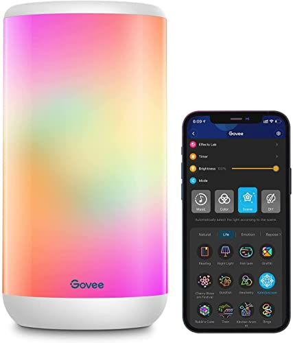 Govee Smart Bedside Table Lamp, RGBIC LED Night Light, App Control Alexa with 43 Scene Modes, Dimmable Nightstand Illumination for Bedroom, Living Room