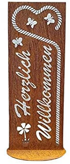 Rex Garden Willkommensschild Metall massiv Garten Aufsteller Rost Edelrost Rostoptik 6,5kg Willkommen Metallschild