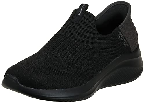 Skechers Women's Ultra Flex 3.0 Smooth Step Sneaker, Black Knit Jersey Trim, 6 UK