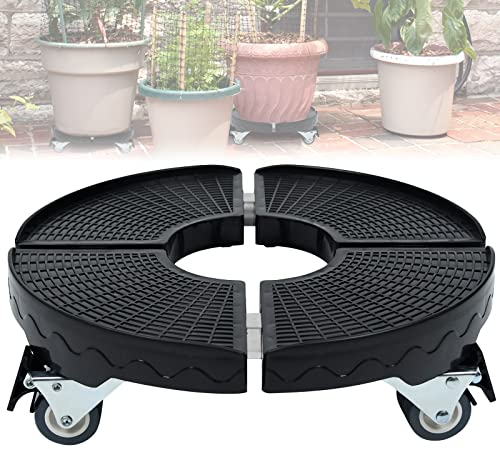 LARS360 Pflanzenroller Ø 39-52cm, Einstellbar Pflanzen Rollbrett für den Innen- sowie Außenbereich - mit 360 ° Drehbare Räder, Rutschfestes Paneel, Tragkraft 300 kg (Schwarz)