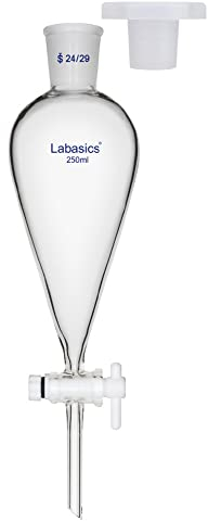 Labasics Entonnoir Conique de Séparation en Verre Borosilicate Paroi Épaisse avec Joints 24/29 et Robinet PTFE, 250 ml