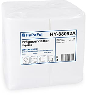 Hypafol Servietten weiß à 32x32 cm, 1-lagig I Prägeservietten im Vorteilspack I Papierservietten für Gastronomie-Betriebe, Kantinen, Büros und Co. I 100% Zellstoff und 1/8-Falz I 500 Stück