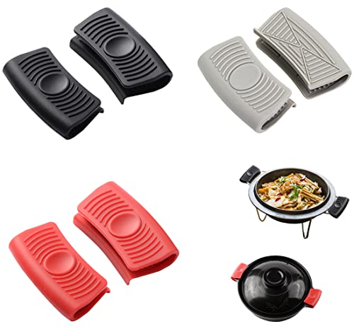 XPEX 3 Paires poignée casserole,poignee amovible universelle Silicone d'Assistance Poignée de Pot Isolée Thermiquement Manchons Maniques Manches Support de Poignée Chaude de Pot