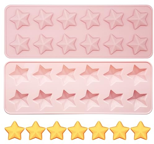 Star Chocolate Mould, 12-Cavity Star Shaped Silicone Mold Non-Stick Sweet Moulds Small Stars Christmas Molds for Candy Chocolates Ice Jelly Candles DIY Wax Melt Baking Cake Y7WJXMJ