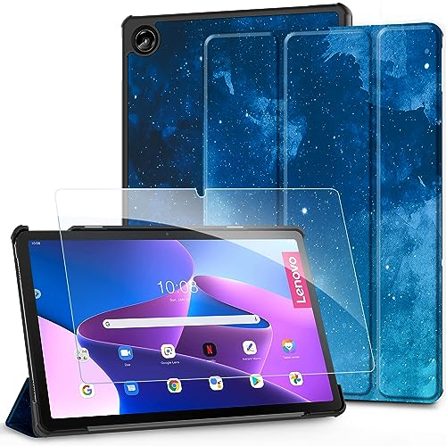 EasyAcc Funda para Lenovo Tab M10 Plus 3rd Gen de 10,6 pulgadas 2022 (TB125FU /TB128FU /TB128XU) con película protectora, funda ultrafina de piel sintética con función atril y apagado automáticos,