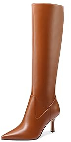 QUEEN HELENA Stivali Alti al Ginocchio con Tacco a Spillo Casual Eleganti Donna K3209 (Marrone, Sistema Taglie Calzature EU, Adulto, Donna, Numero, Media, 37)