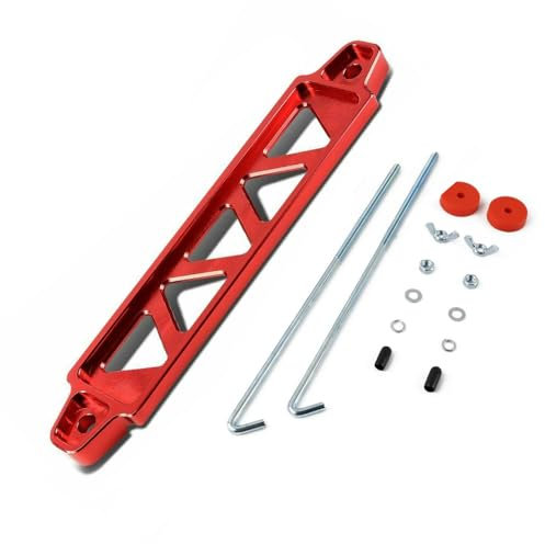 JCAKES 218 mm/190 mm Aluminium Universal Batterie Auto Batterie Spannhalterung Halterung Klammer Bar für Civic EK EG (Farbe: Rot)