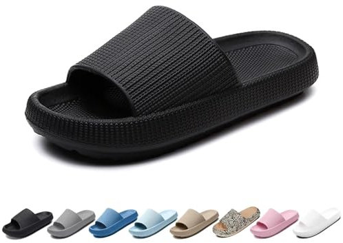 Merdoo Ciabatte Nuvola Donna Uomo Ultra Morbide Pantofole Comode Ciabatte Casa Antiscivolo Ciabatte Doccia Ciabatte Piscina Casuali Ciabatte Mare Estive Ciabatte Slide Slippers Nero Moda 36-37EU