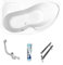 ECOLAM Baignoire d'angle asymétrique Wela 170x100 cm gauche | pieds siphon silicone | acrylique blanc | Belle forme aspect moderne