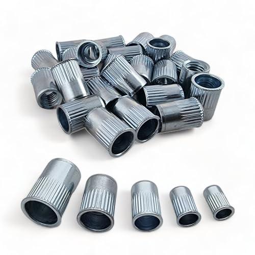 25 Pack M6 Steel Rivnuts Counter Sunk Knurled Open Head Nutsert Rivet Nut