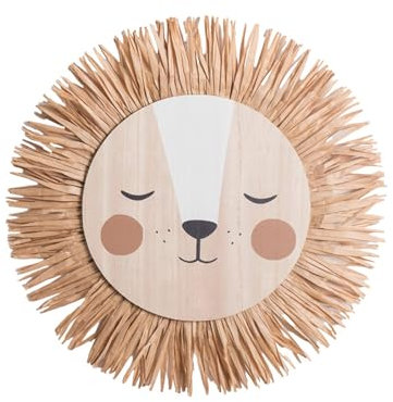 Handgefertigte Löwen-Wanddekoration, Bast, handgewebt, Tierkopf, Wandbehang, Dekoration, Kinderzimmer, Babyzimmer, Kindergarten, Heimdekoration, Wanddekoration