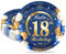 MORAINJAY - Plato para fiesta de cumpleaños, 18 años, 7 pulgadas, 18 cm, color azul dorado y papel de postre, bandeja de vajilla para decoración de cumpleaños, 18 años, hombre mujer