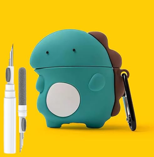 Cute Case for Airpod Pro/Pro 2 Gen 2023/2022/2019, Funny 3D Cartoon Kawaii Cool Cover with Cleaning Kit & Keychain for Apple Airpod Pro 2nd/1st Generation for Boys Girls Kids Teen, Little-Dinosaur