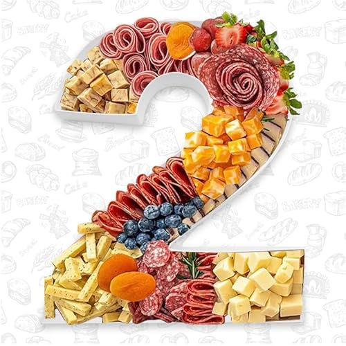 Befüllbare Papptablett mit Zahlen, Pappmaché, Box für Charcuterie, Schokolade, Süßigkeiten, 30,5 cm, Party-Dekorationen (2 Formen)