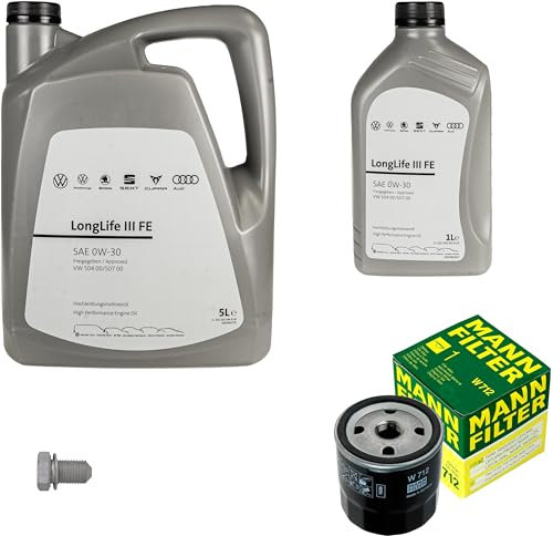 Inspektionspaket Wartungspaket Filterset mit 6 L 0W-30 Motoröl LongLife 3 FE, Ölfilter Ölablassschraube