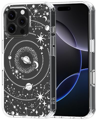 MOSNOVO Case for iPhone 16 Pro Max, [Buffertech 6.6ft Military-Grade Drop Protection] [Anti Peel Off Tech] Clear TPU Bumper Phone Case Cover Design - Galaxy