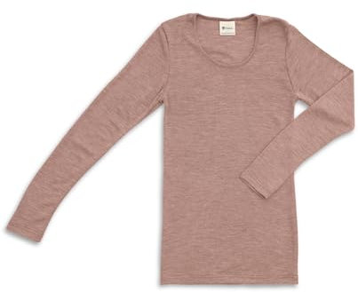Engel Natur, Damen Unterhemd Langarm, 70% Wolle (kbT), 30% Seide (DustyRose, 42-44)
