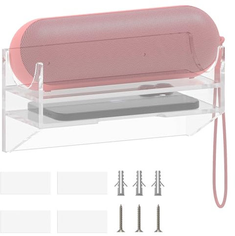 GEEKRIA Lautsprecherhalterung aus Acryl, kompatibel mit Beats Pill, geeignet für Badezimmer, Küche, WC, Schlafzimmer, Büro Wandmontage (transparent)