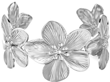 FDEETY Damenarmbänder Personalisierte Blumenarmbänder Strand Urlaubsschmuck Nische Offene Armbänder Accessoires Zwei Farben Erhältlich Modisch und Vielseitig（Silber）