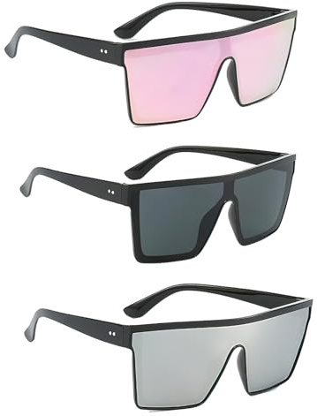 FunnAura 3 Pcs Rave Glasses, Square Sunglasses for Women Men for Outdoor Party