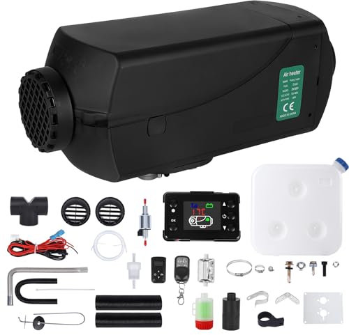 JOLLYTOP 12 V Standheizung Diesel, 8 KW Kraftstoff Autoheizung, 0,16-0,5 L Diesel Lufterhitzer, Luft Dieselheizung mit Fernbedienung, LCD Monitor und Schalldämpfer für Wohnmobil, Boot(Schwarz)